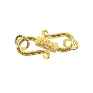 Elegant 18K Gold Overlay Over Copper decorative S-hook jewelry clasp, handcrafted artisan jewelry finding from India for necklaces and bracelets