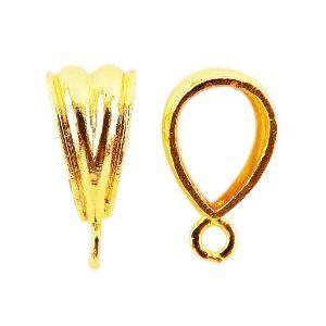 Elegant 18K Gold Overlay Over Copper jewelry bail and cap set, handcrafted artisan pendant finding from India for necklaces