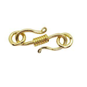 Elegant 18K Gold Overlay Over Copper rounded S-hook jewelry clasp with wrapped center, handcrafted in India