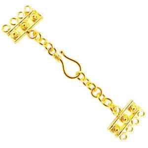 Elegant 18K Gold Overlay Over Copper four-hole multi-strand jewelry extender with S-hook clasp, handcrafted in India