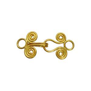 Spiral wire hook clasp crafted with 18K Gold Overlay Over Copper, handcrafted in India, suitable for necklaces and bracelets.