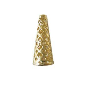 Handcrafted openwork cone end cap made with 18K Gold Overlay Over Copper from India for decorative jewelry designs