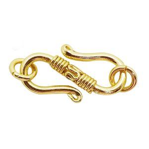 Handcrafted wire-wrapped S-hook jewelry clasp made with 18K Gold Overlay Over Copper from India