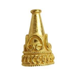 Handcrafted ornate cone end cap made with 18K Gold Overlay Over Copper from India for traditional jewelry designs