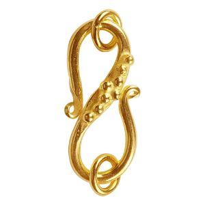 Elegant Bead Accent S-Curve Open Clasp Handcrafted In India With 18K Gold Overlay Over Copper Perfect For Necklaces And Bracelets