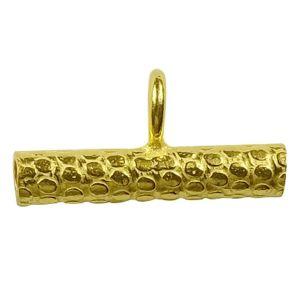 Hammered Bar Pendant Connector With Top Loop Handcrafted In India With 18K Gold Overlay Over Copper For Jewelry Making