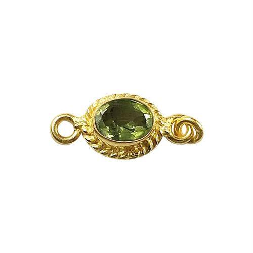 Oval connector charm with faceted center in 18K Gold Overlay Over Copper, handcrafted in India.
