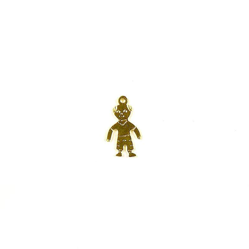 Human figurine charm with 18K Gold Overlay Over Copper, handcrafted in India for necklaces, bracelets, and creative jewelry designs.