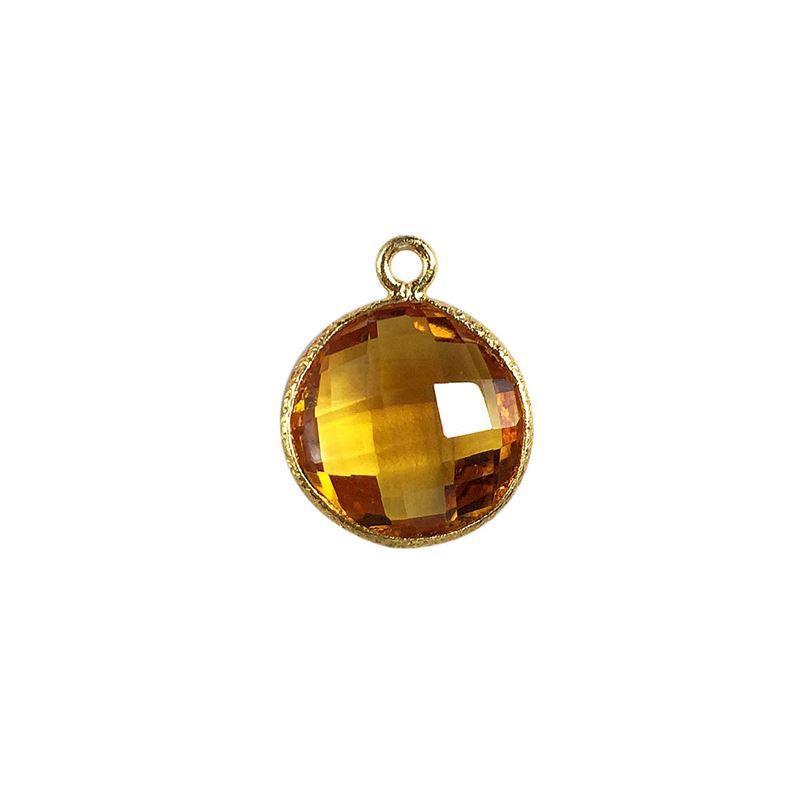 18K Gold Overlay Over Copper handcrafted Citrine charm from India for jewelry making