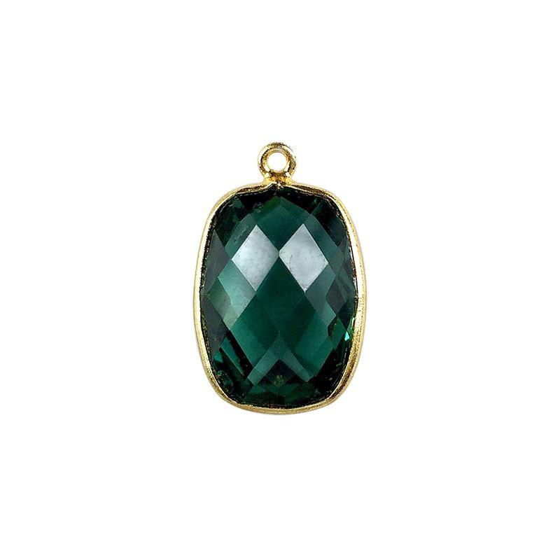 18K Gold Overlay Over Copper handcrafted Green Quartz connector from India for jewelry making