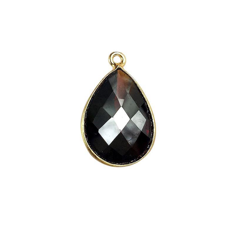 18K Gold Overlay Over Copper handcrafted pear shape Garnet connector from India for jewelry making