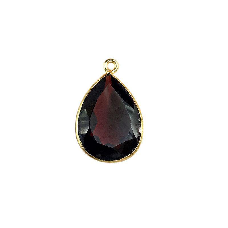 18K Gold Overlay Over Copper handcrafted pear shape Garnet connector from India for jewelry making