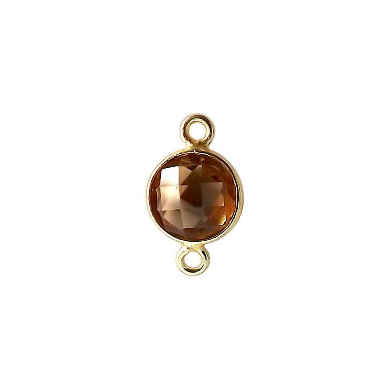 18K Gold Overlay Over Copper handcrafted round Citrine connector from India for jewelry making