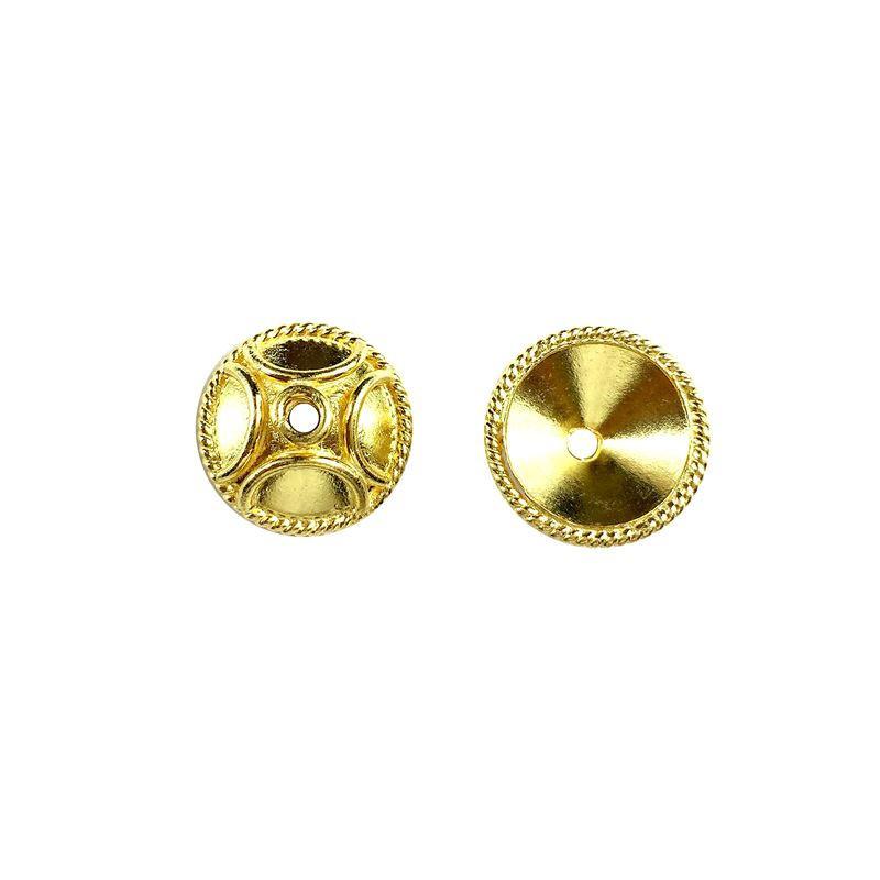 18K Gold Overlay decorative bead caps handcrafted in India for elegant jewelry designs
