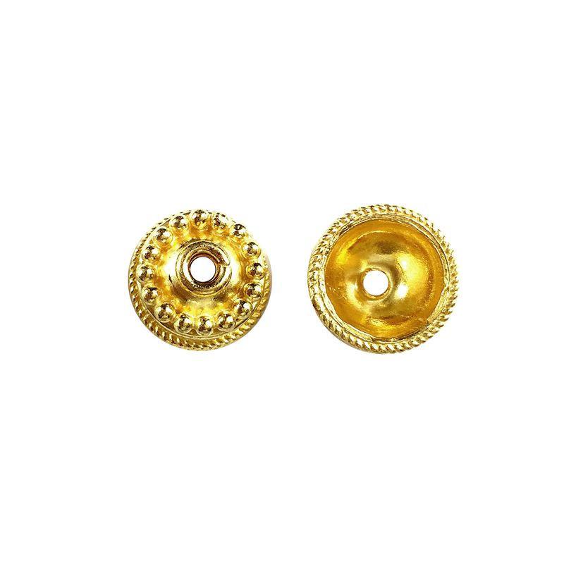 Handcrafted 18K Gold Overlay Over Copper round bead caps from India for DIY jewelry designs