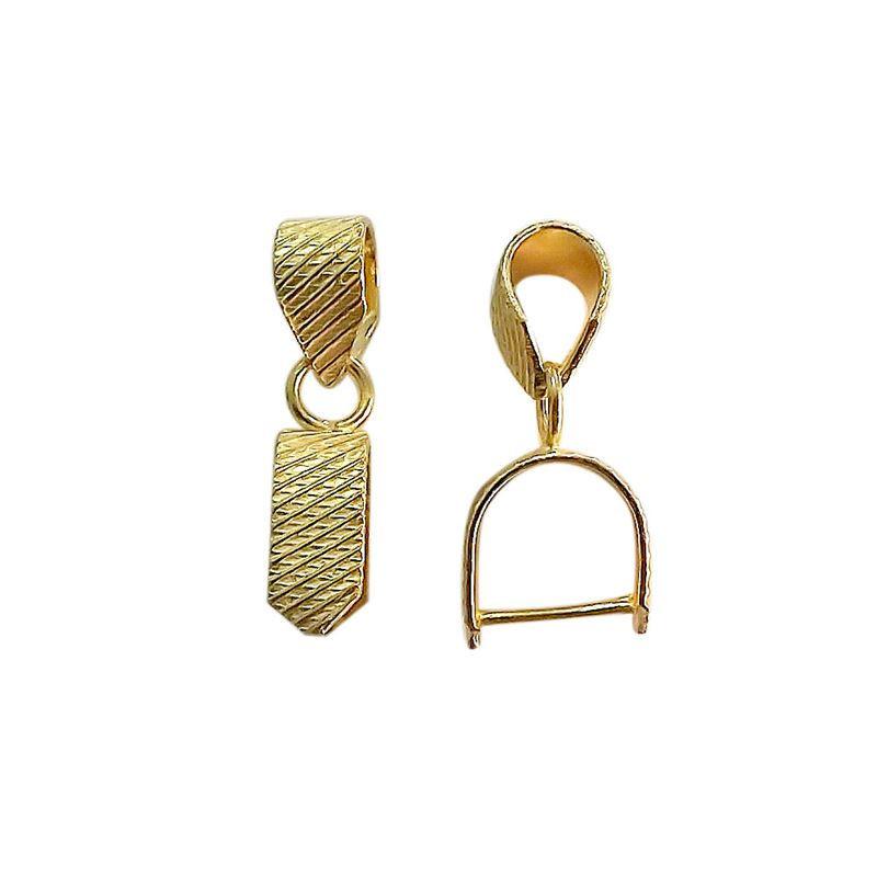 Handcrafted 18K Gold Overlay Over Copper textured necklace bail with open frame from India for DIY jewelry designs