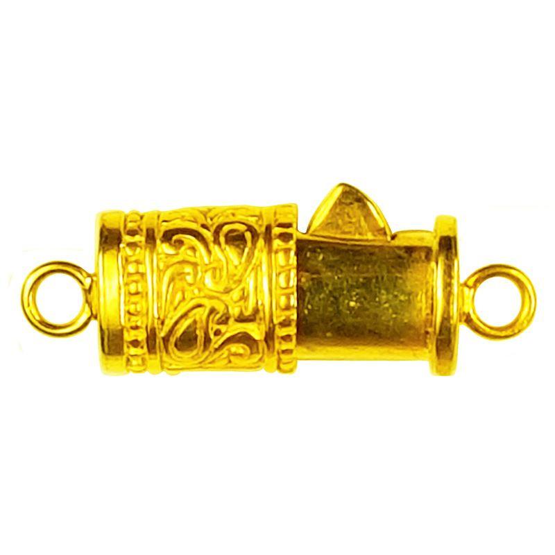 Handcrafted 18K Gold Overlay Over Copper single hole cylindrical multi strand clasp from India for DIY jewelry designs