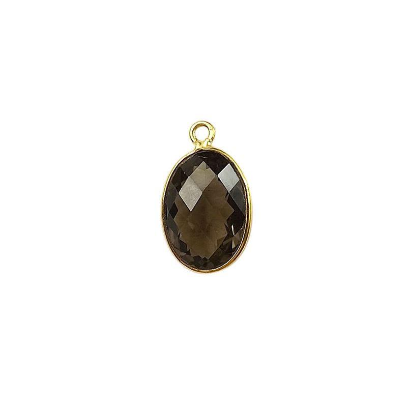 Luxury Smokey Quartz connector in 18K Gold Overlay Over Copper, handcrafted jewelry component from India