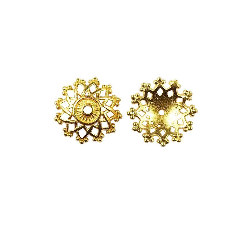 Traditional round floral filigree jewelry connector made in 18K Gold Overlay Over Copper handcrafted in India