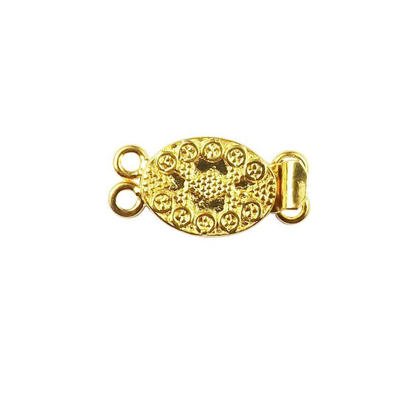 Traditional oval textured multi strand clasp with 2 hole made in 18K Gold Overlay Over Copper handcrafted in India