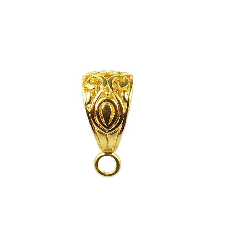Elegant engraved pendant bail with loop, 18K Gold Overlay Over Copper, handcrafted in India.