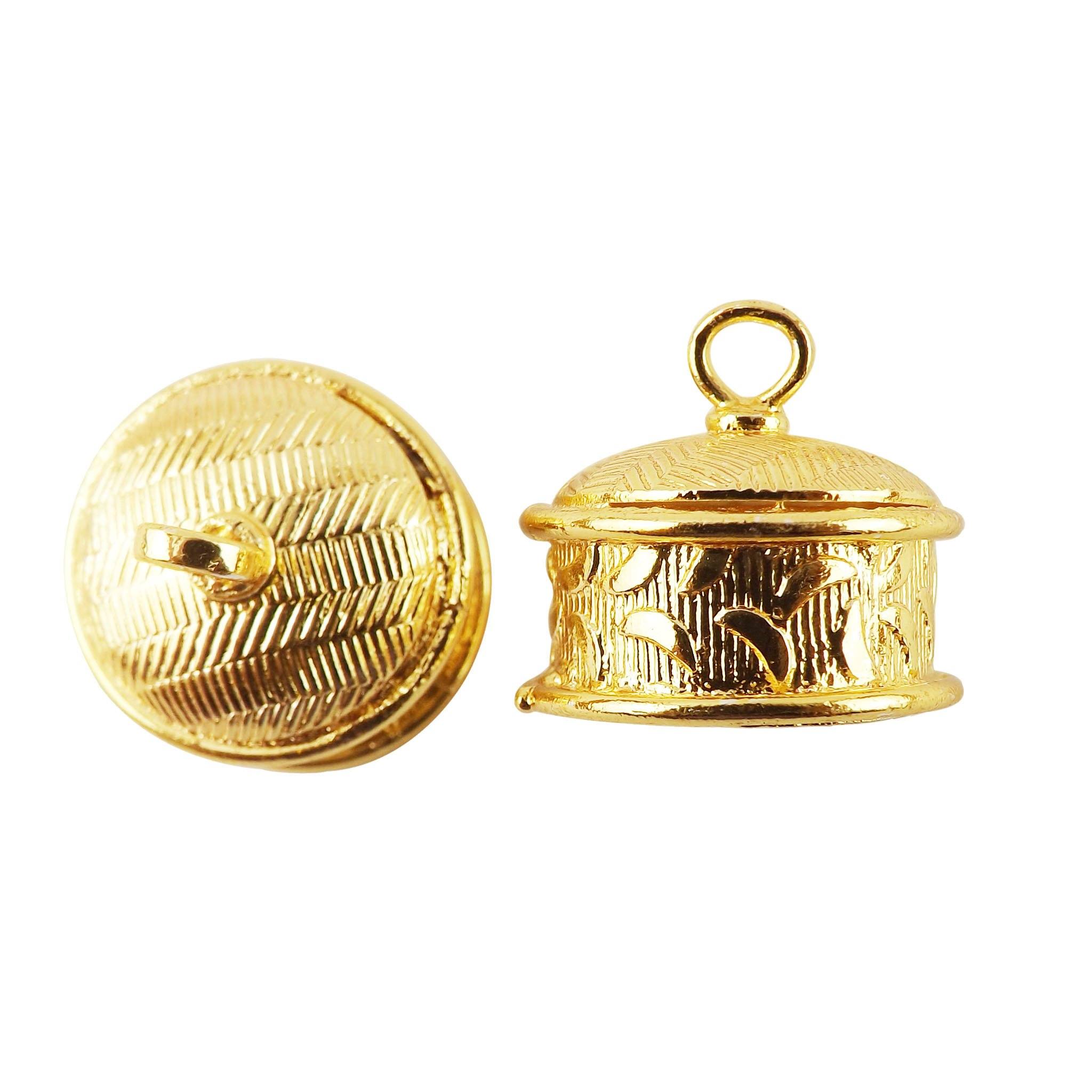 Bell shape pendant in 18K Gold Overlay Over Copper handcrafted in India with engraved gold finish for retail jewelry making