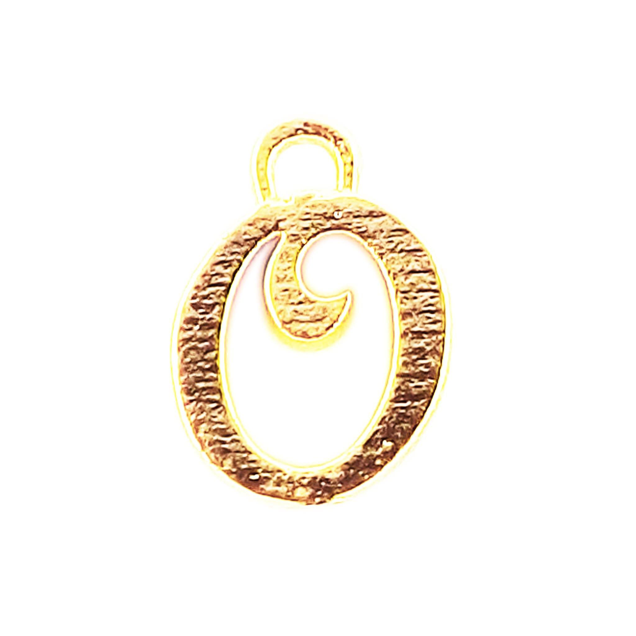 ‘O’ charm handcrafted in India featuring 18K Gold Overlay Over Copper with elegant textured finish.