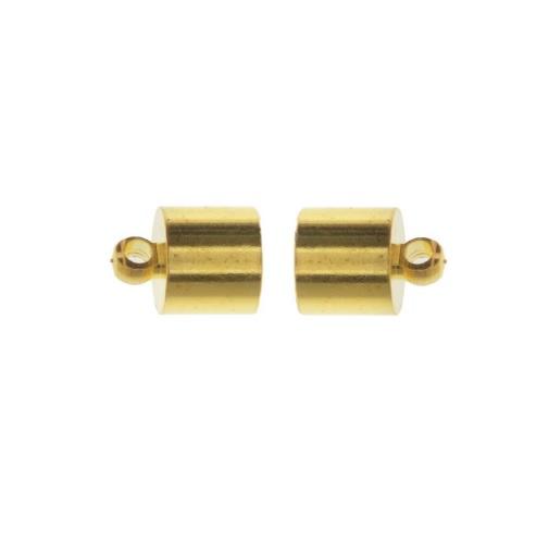 18K Gold Overlay Over Copper minimal cylindrical magnetic clasp handcrafted in India for jewelry making