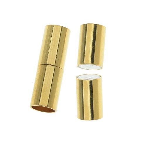 18K Gold Overlay Over Copper cylindrical magnetic clasp with polished finish handcrafted in India