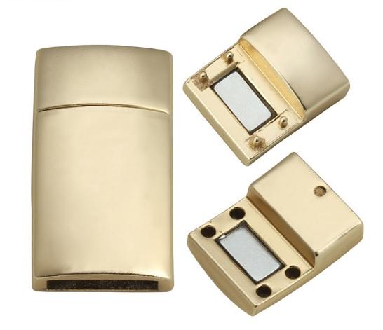 18K Gold Overlay Over Copper rectangular magnetic clasp handcrafted in India for handmade jewelry