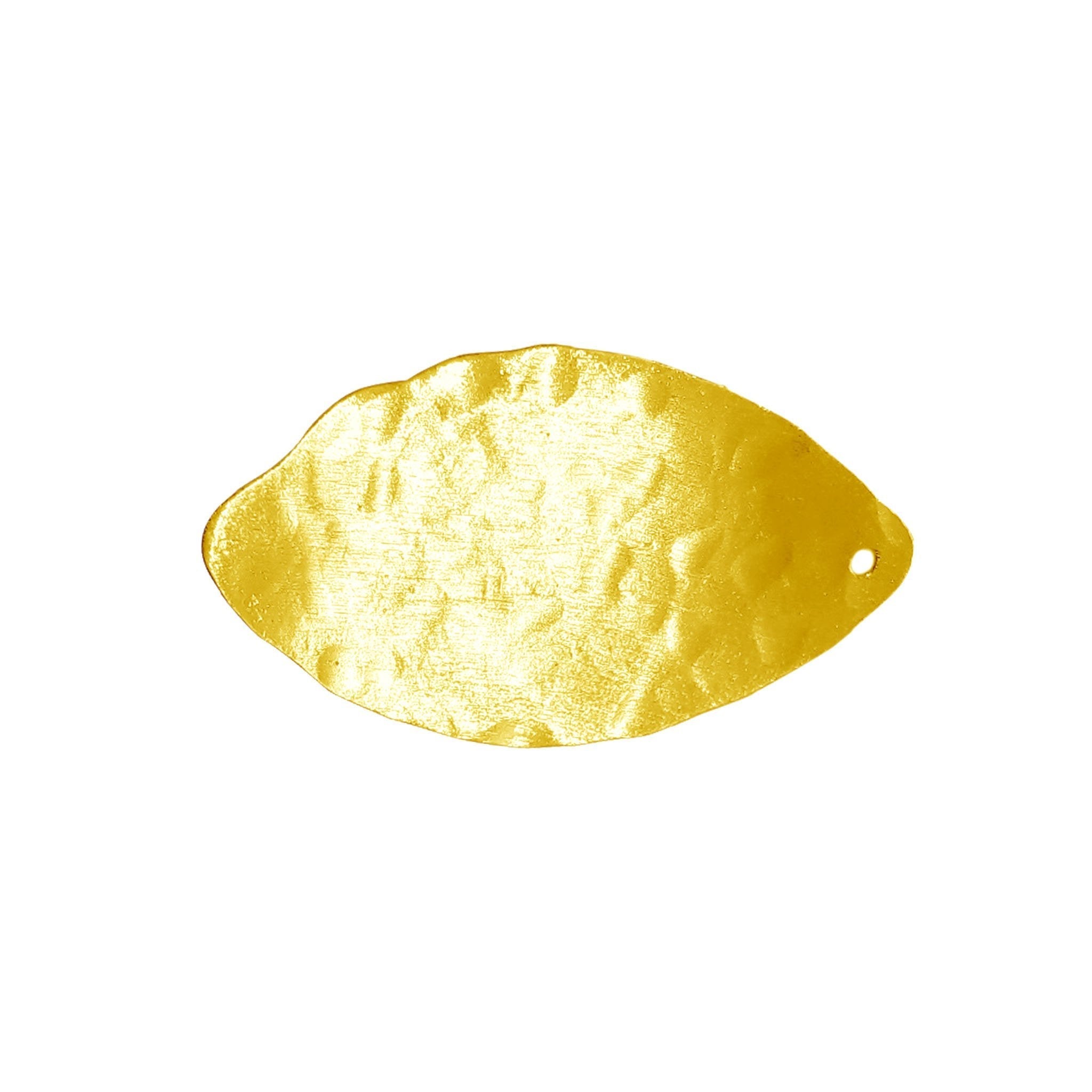 18K Gold Overlay Over Copper textured leaf charm handcrafted in India for modern jewelry designs