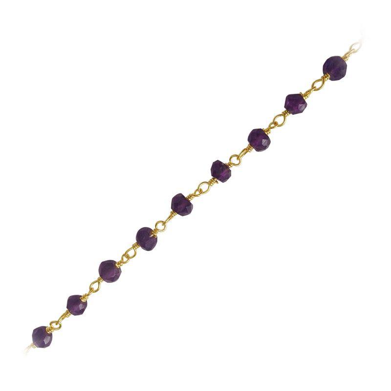 Elegant 18K Gold Overlay Over Copper Amethyst Quartz faceted beaded chain handcrafted in India for custom jewelry styling