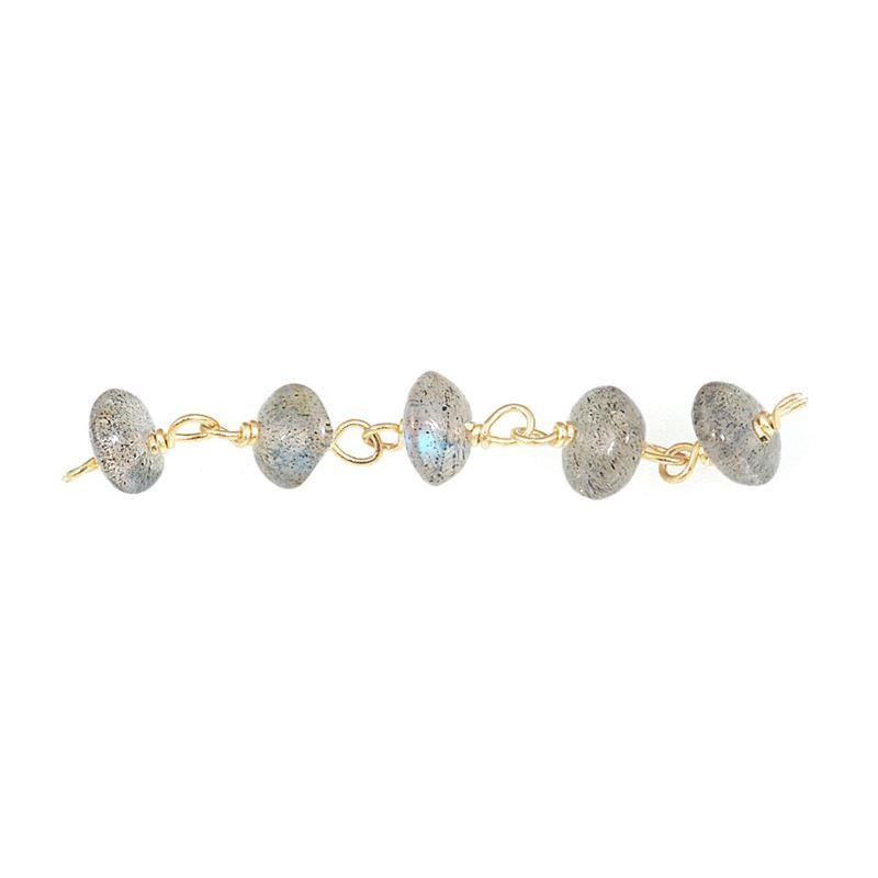 Elegant 18K Gold Overlay Over Copper Labradorite beaded chain handcrafted in India for custom jewelry styling