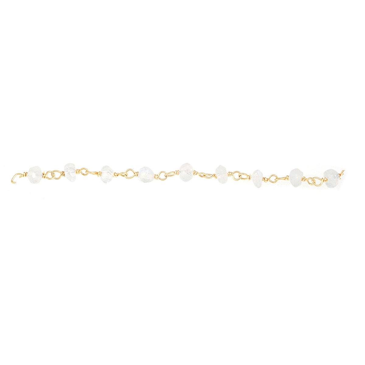 CHG-118-RM 18K Gold Overlay Beading & Extender Rainbow Moonstone Chain Beads Bali Designs Inc