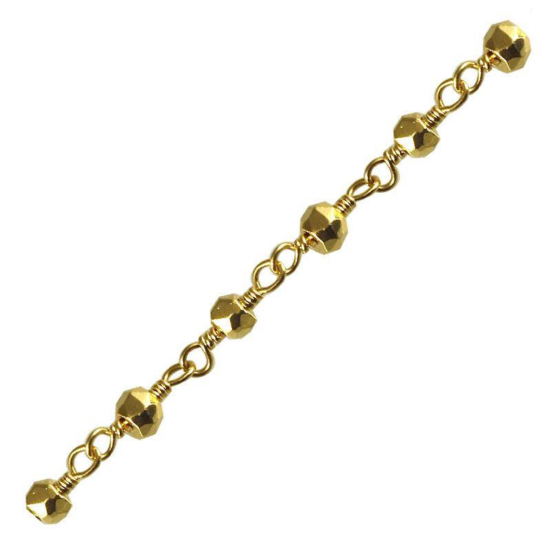 Elegant 18K Gold Overlay Over Copper Pyrite Complete Silver Coated beaded chain handcrafted in India for custom jewelry styling