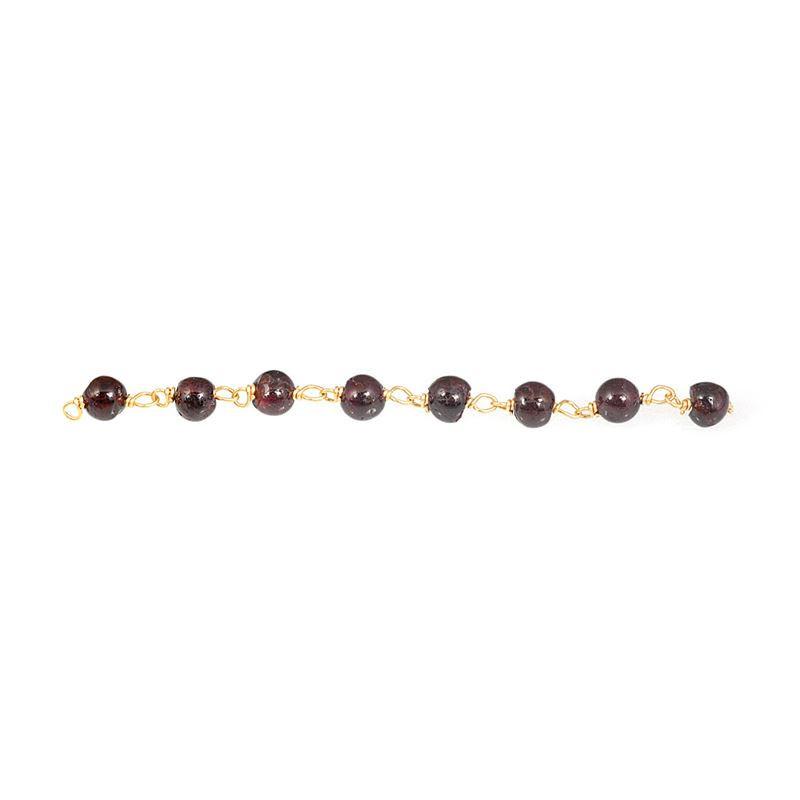Elegant 18K Gold Overlay Over Copper Red Garnet Quartz beaded chain handcrafted in India for custom jewelry styling