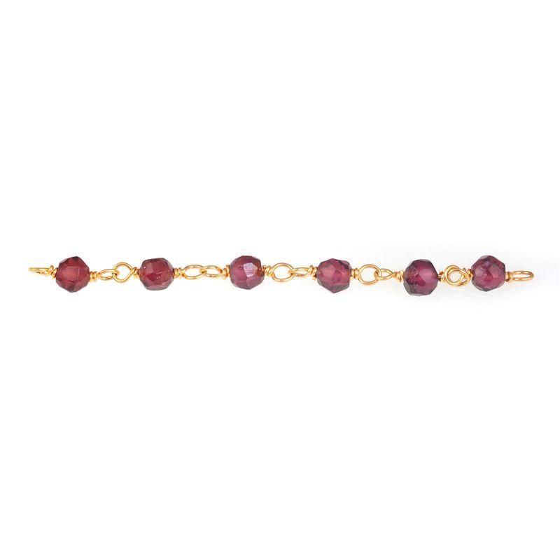 Elegant 18K Gold Overlay Over Copper Red Garnet Quartz faceted beaded chain handcrafted in India for custom jewelry styling