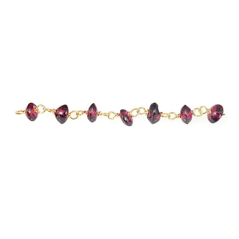 Elegant 18K Gold Overlay Over Copper Red Garnet Quartz rondelle beaded chain handcrafted in India for custom jewelry styling
