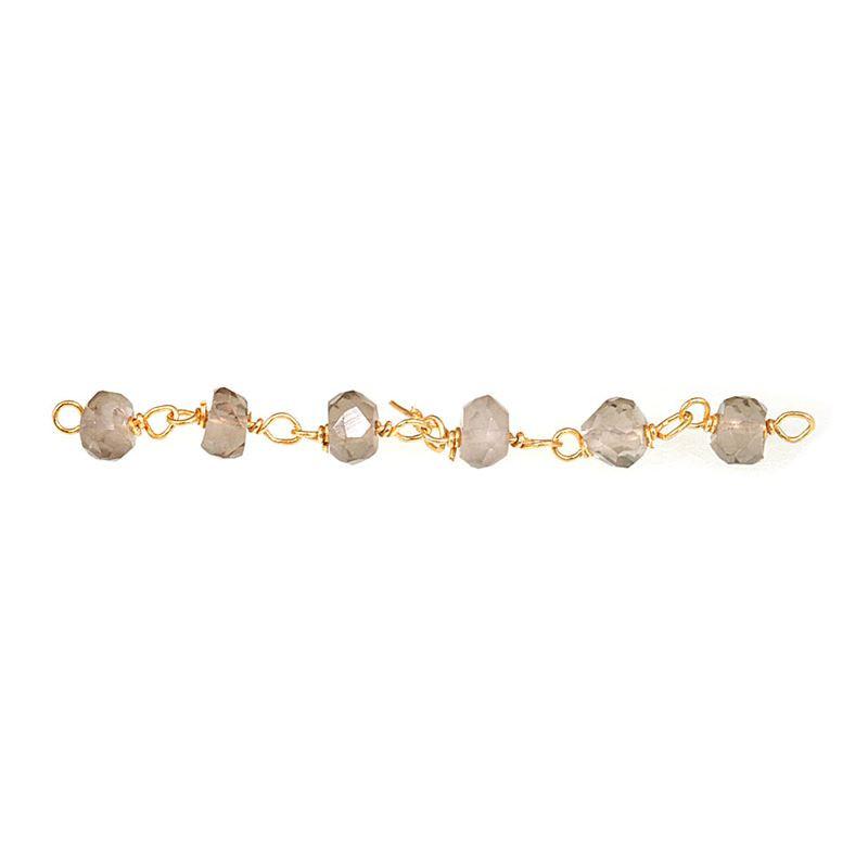 Elegant 18K Gold Overlay Over Copper Smokey Quartz beaded chain with faceted round stones and polished finish suitable for refined jewelry styling