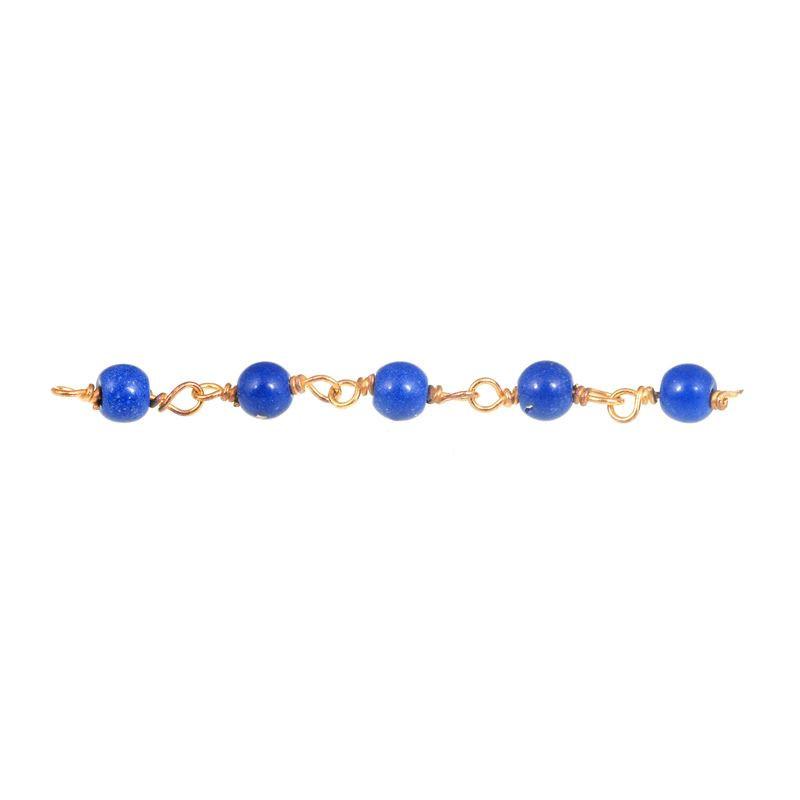 Elegant 18K Gold Overlay Over Copper Lapis beaded chain with smooth round stones and polished finish suitable for refined jewelry styling