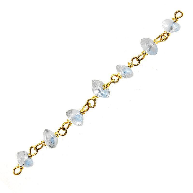 Elegant 18K Gold Overlay Over Copper Crystal beaded chain with smooth freeform stones and polished finish suitable for refined jewelry styling