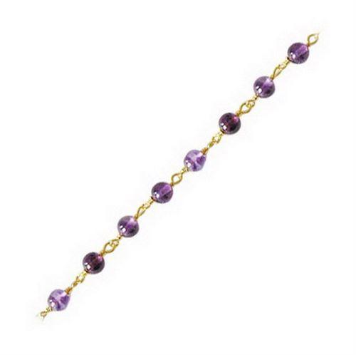 Elegant 18K Gold Overlay Over Copper Amethyst Quartz beaded chain with smooth round stones and polished finish suitable for refined jewelry styling