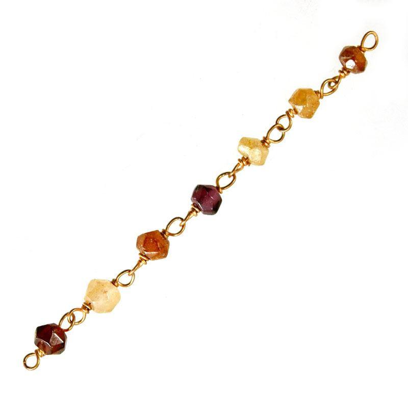 Elegant 18K Gold Overlay Over Copper Hesonite beaded chain with faceted round stones and polished finish suitable for refined jewelry styling