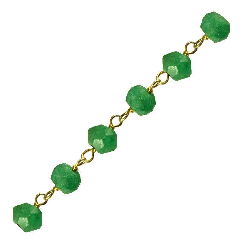 Elegant 18K Gold Overlay Over Copper Emerald beaded chain featuring faceted stones and a polished finish suitable for refined everyday jewelry designs