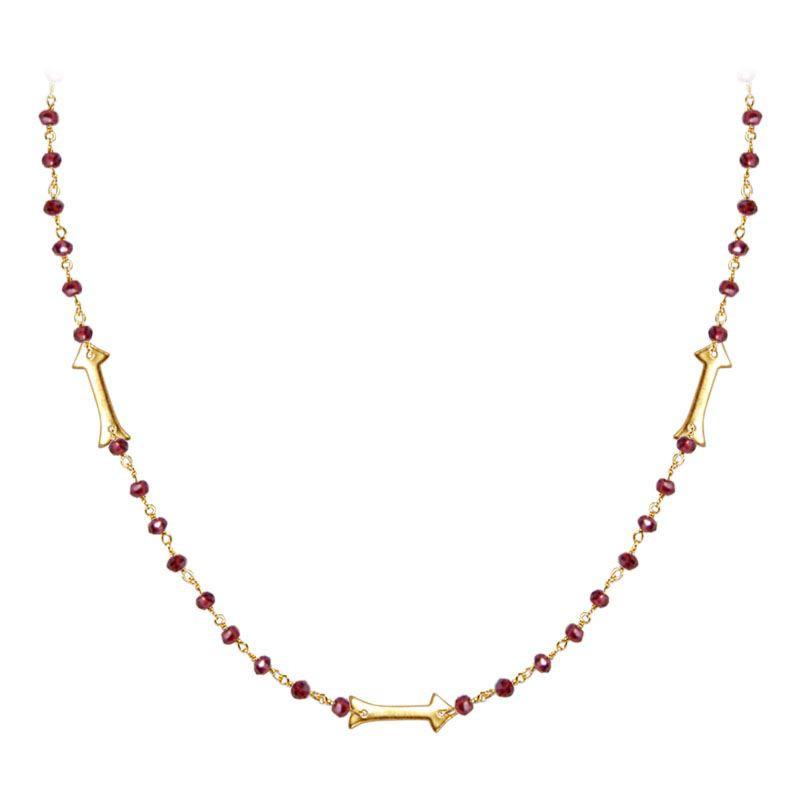 CHG-203-GA-18" 18K Gold Overlay Necklace With Garnet Beads Bali Designs Inc