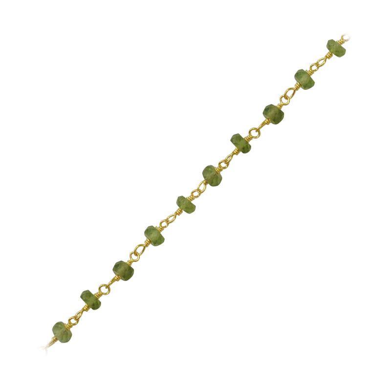Elegant peridot quartz beaded chain extender with smooth 18K Gold Overlay Over Copper designed for adjustable necklace styling