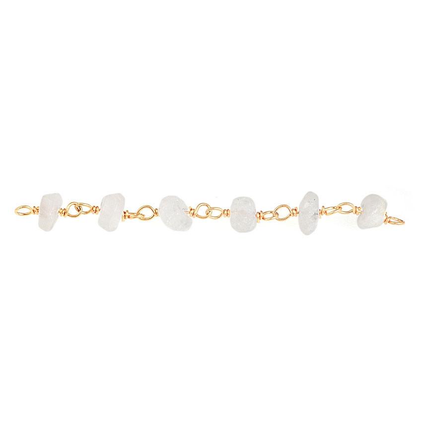Elegant beaded extender chain crafted with 18K Gold Overlay Over Copper and Rainbow Moonstone accents, featuring polished links for flexible custom jewelry styling