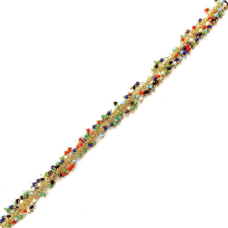 Vibrant multi beaded chain crafted with 18K Gold Overlay Over Copper featuring Mix Stones and colorful accents for playful jewelry styling and layering