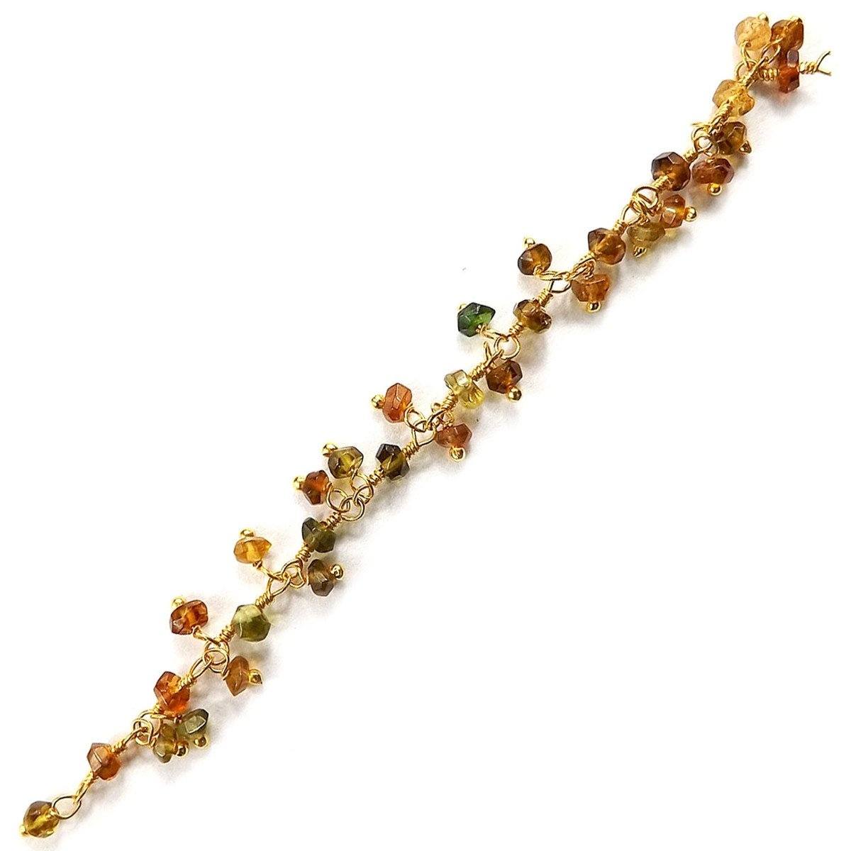 Elegant Tourmaline beaded chain crafted with 18K Gold Overlay Over Copper featuring clustered multicolor beads for artistic and refined jewelry styling