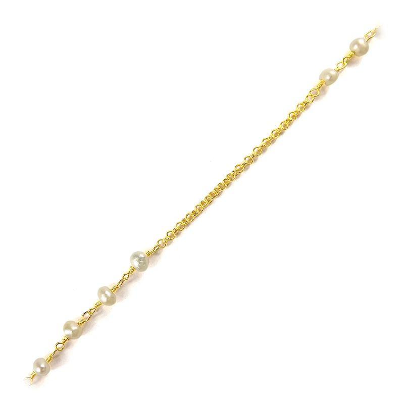 Mabe Pearl station chain crafted with 18K Gold Overlay Over Copper featuring evenly spaced round pearls for timeless and refined jewelry styling